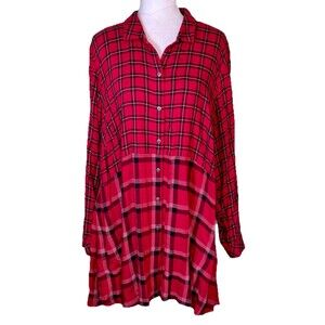 J.Jill Women’s Tartan Plaid Tunic Boho Grunge Cottagecore Babydoll Casual Sz 2XL